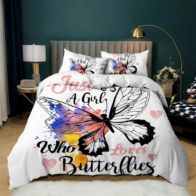 Cartoon Duvet Cover Set Howling Wolf In The Moonlit Night Bedding Set Polyester Just A Girl Who Loves Wolves Pattern Quilt Cover