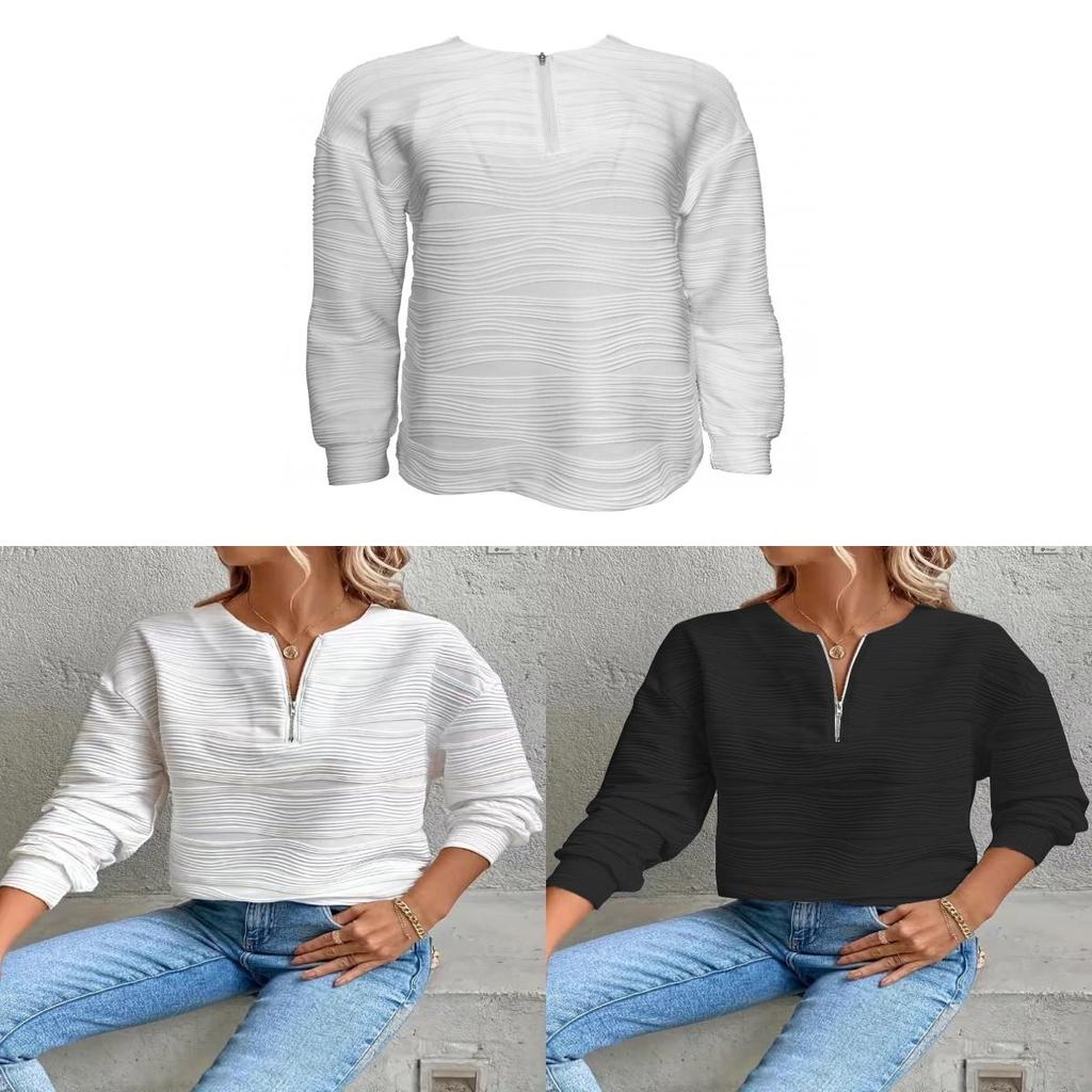 Casual Womens Hoodie With Zipper Long Sleeve Cotton Polyester For Summer Comfort