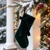 Festive Hanging Decor 19 Inch Velvet Christmas Stocking with Bow, Soft Large Fireplace Indoor Xmas Ornaments Sock Plush Cuff for Mantel, Holiday Tree