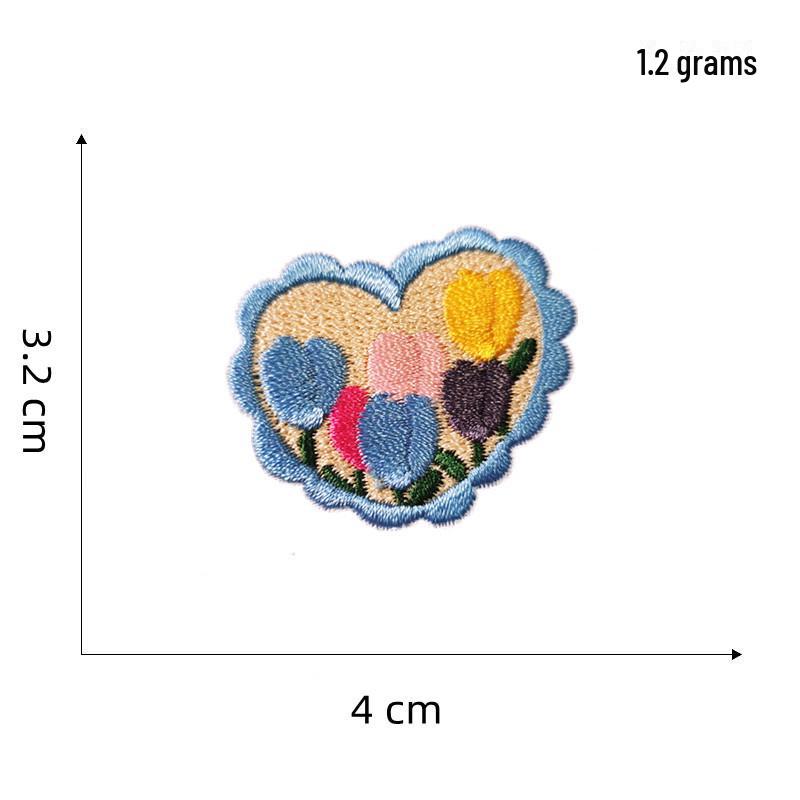 Cartoon Flower Love Self-Adhesive Embroidery Patch for DIY Decoration