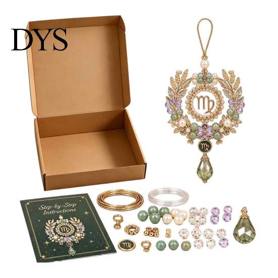 Creative Art Project for Students 12 Zodiac Beaded Ornament DIY Kit, Constellation Pendant Making Craft Set Unique Theme Keychain Bag Decor, Handmade