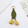 Handmade Flower Pu Keychain Hanger Bag Charm Multi-color Tulip Leather Pendant  Men