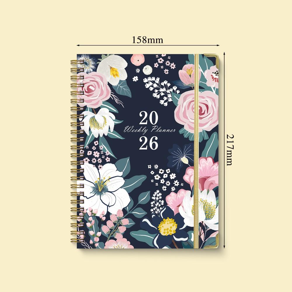 

A5 2026 Schedule Book Flowers Planner Notebook Portable Agenda Book Office Supplies B21