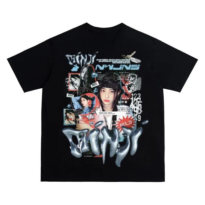 2025 NEW JEANS Gruppo Coreano di Ragazze T-shirt Stampata MINJI HAERIN HANNI DANIELLE HYEIN Maglietta Oversize Abbigliamento Unico in Cotone