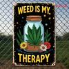 1 peça 20x30 cm Placa de Metal 2D Plana Vintage "A Maconha é a Minha Terapia" - Pote de Maçonaria-Folha Arte Retrô, Decoração para Bar/Café/Casa de Praia