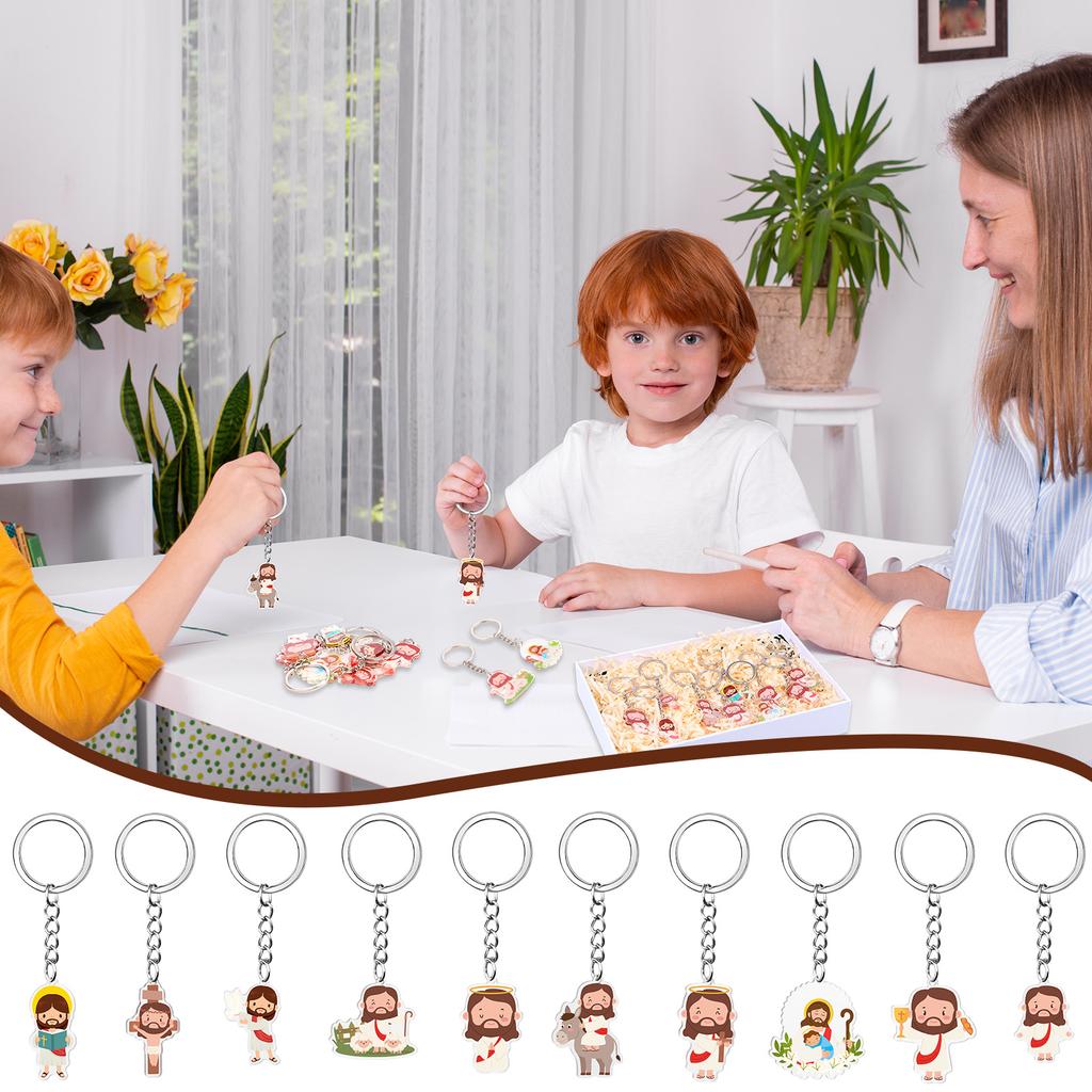 30 Adet Akrilik İsa Anahtarlık Toptan Hristiyan Mini Anahtarlıklar Dini Haç İsa Kutsal Yazılar Kilise Anahtarlık Hediyeleri Paskalya İçin S