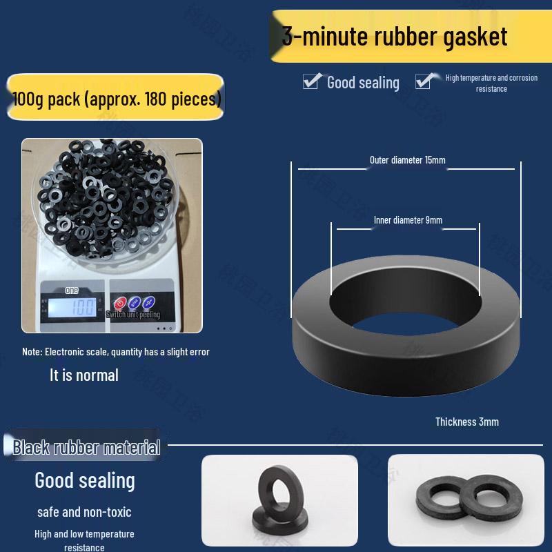 Waterproof Rubber Gasket Pad for Shower Hose & Water Meter - Fits 3/8", 1/2", 3/4", 1" Size Washers