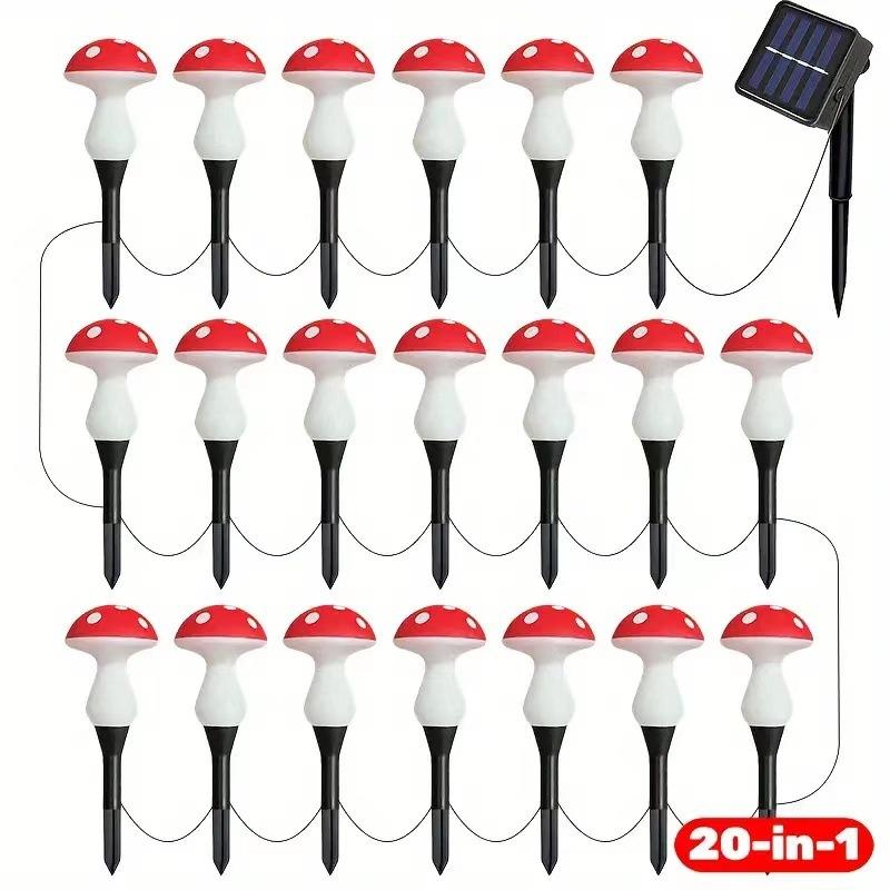 8/12/20LED Solar Landscape Ground Lights Cute RED Mushroom Lawn Lamp Wedding Holiday Courtyard Christmas Outdoor Garden Decoration