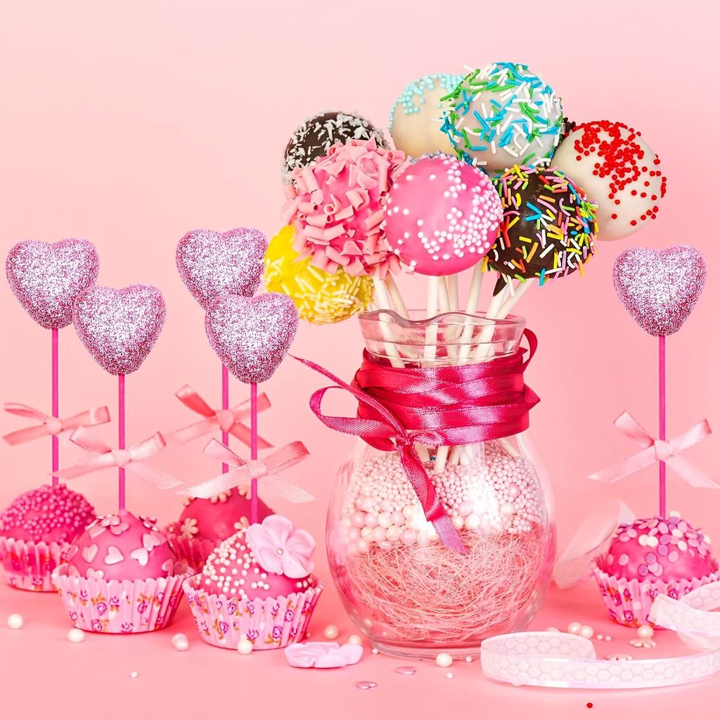 24pcs,Foam Hearts Picks, Glitter Heart Picks Puffy Heart Topper For Valentine's Wedding Decorations And Flower Arrangements