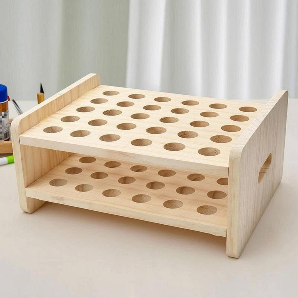 Wooden Scissors Storage Rack Wood MultiCompartment Desktop Organizer