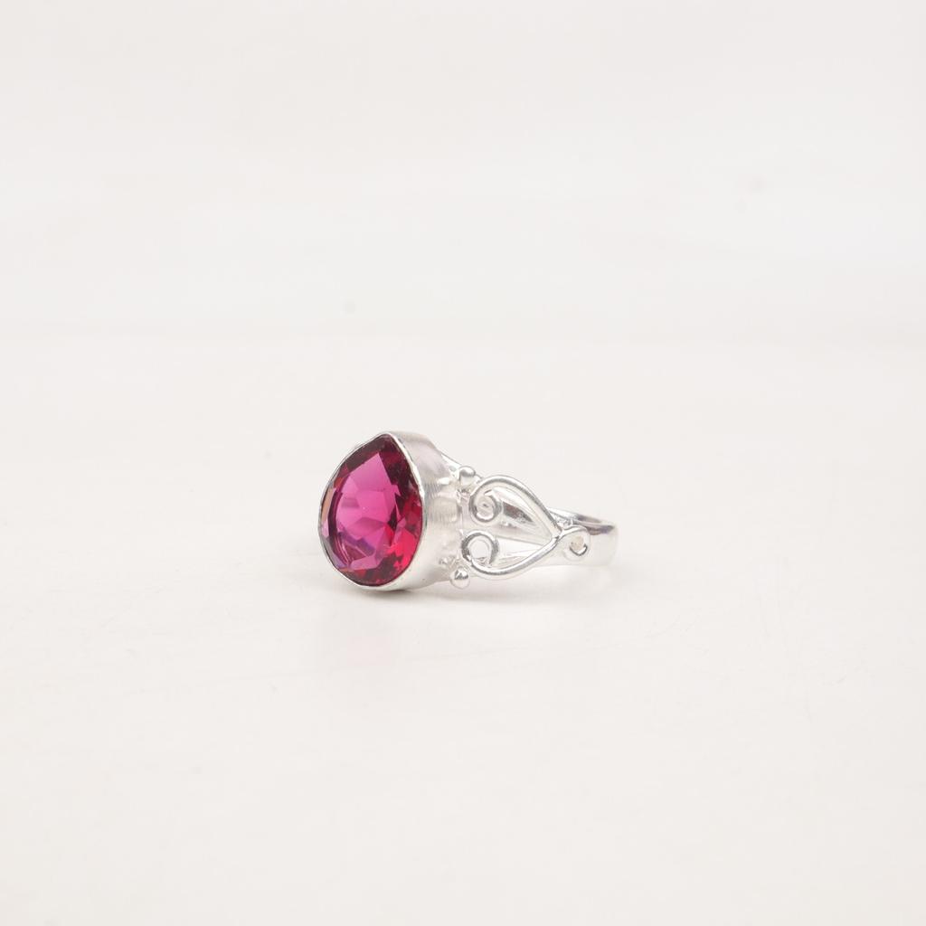 Natural Pink Rubellite Gemstone 925 Sterling Silver Jewelry Handmade Bride Ring RR-46-13