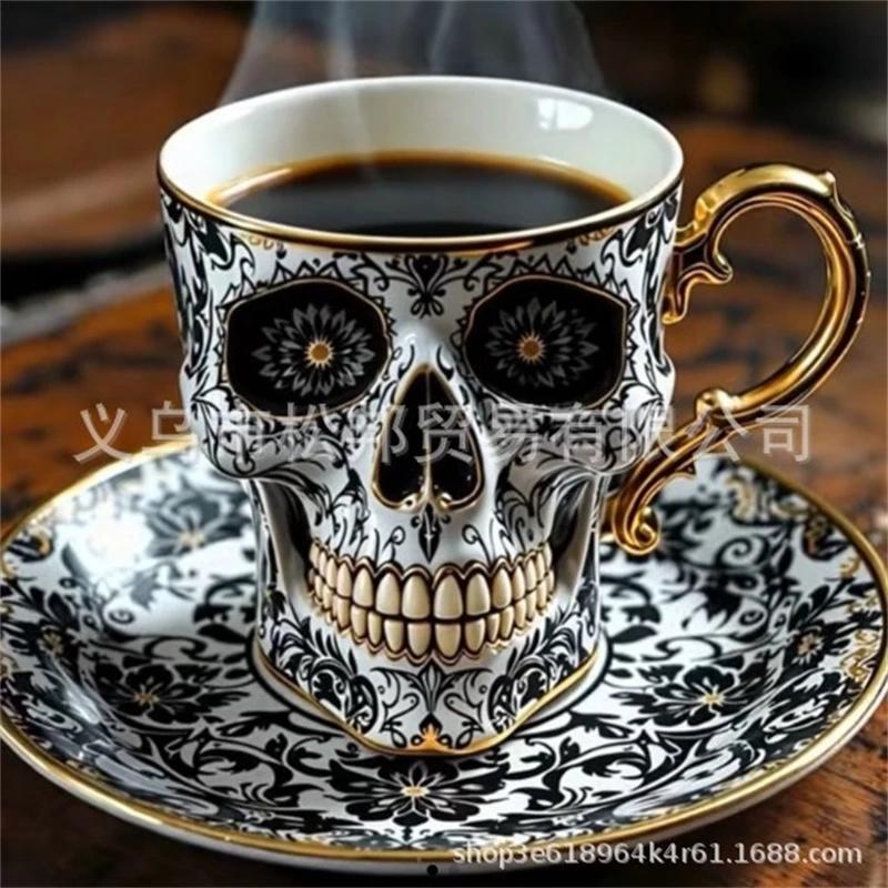 Creative Resin Skull Mug Halloween Gift Unique Holiday Decoration Party Atmosphere Resin Craft Skull Cup For Halloween