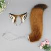 Fox Ears and Tail Set Furry Fox Ears Headband with Tail Halloween Cosplay Party Fox Costume Accessories for Kids-Adults