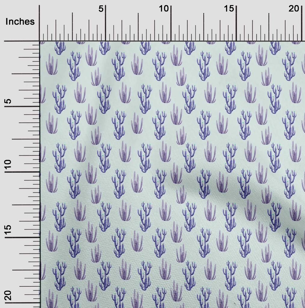 oneOone Cotton Flex Light Blue Fabric Cactus Fabric For Sewing Printed Craft Fabric By The Yard 40 Inch