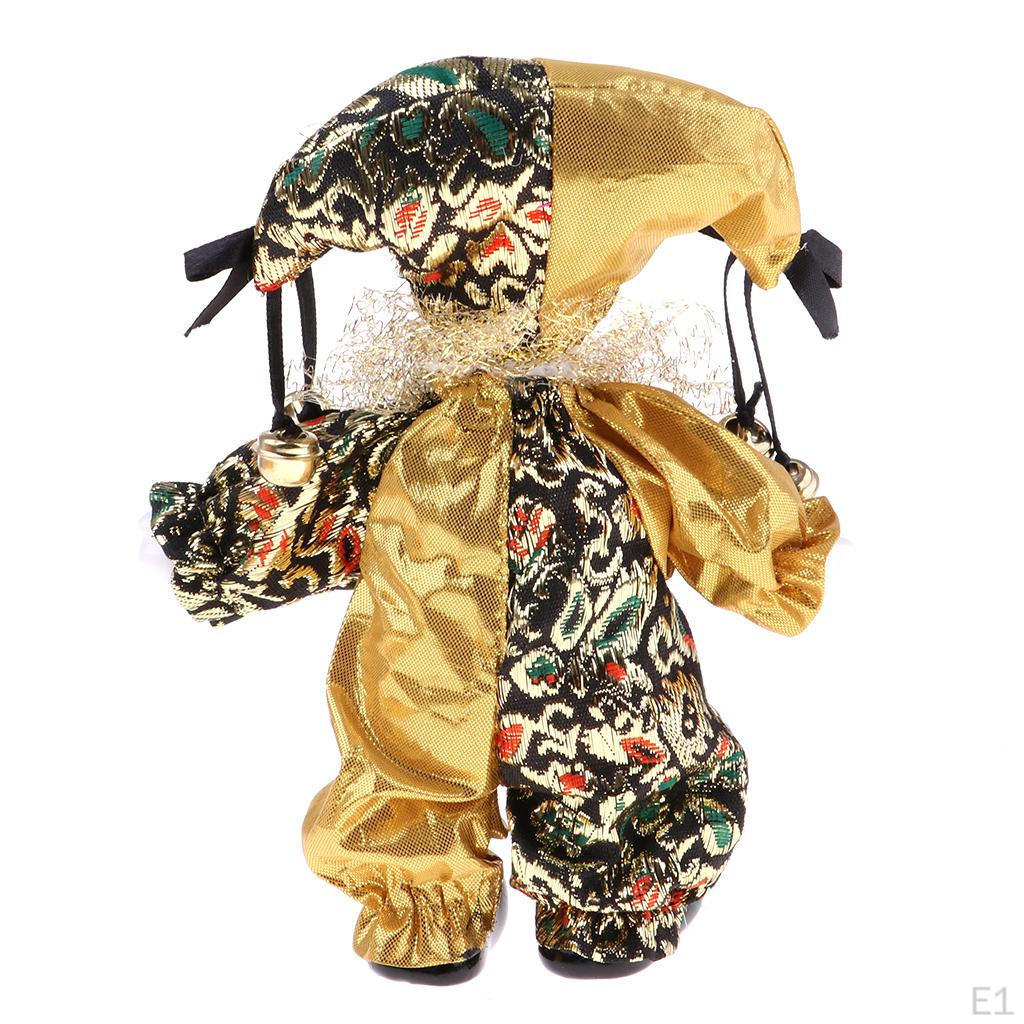 Porcelain Dolls Collectible 16cm Height Harlequin Golden Costume, Creative Valentin Gifts for Him or