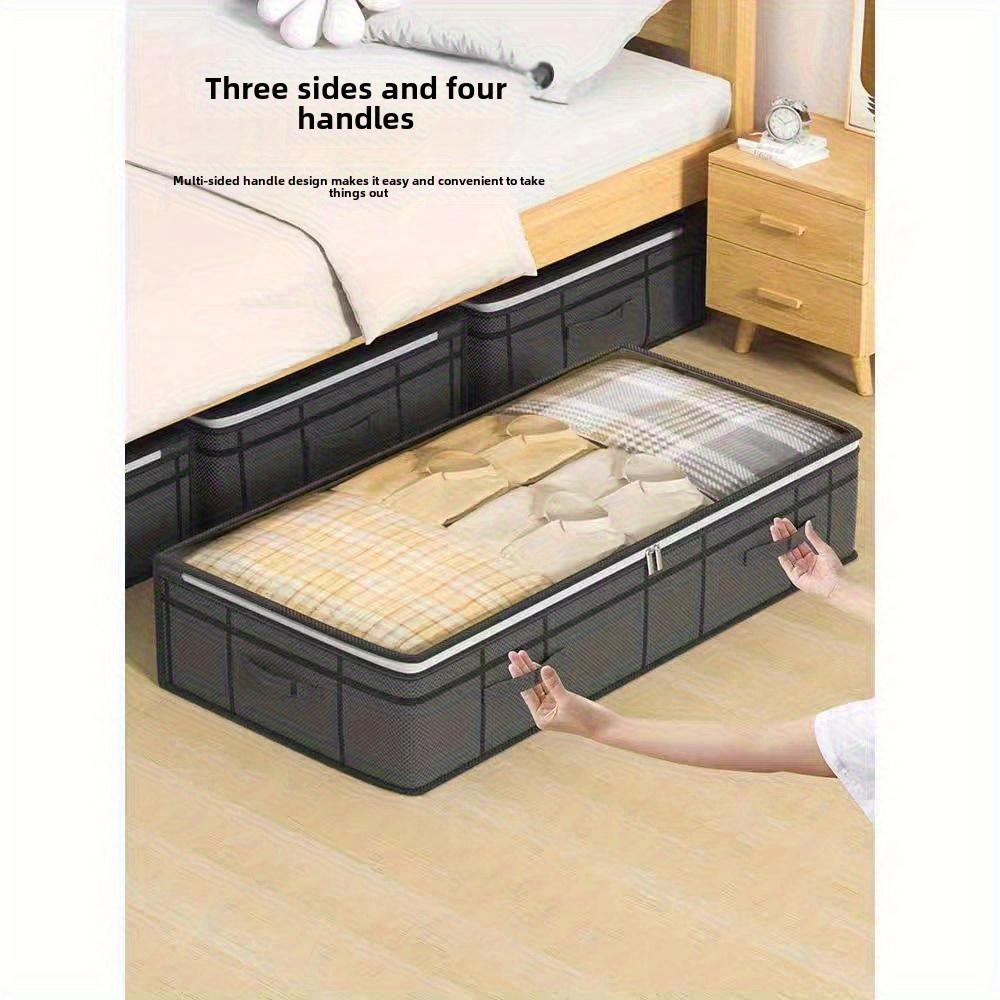 2pcs Extra Large Under-Bed Storage Boxes, Thick Dustproof Moisture-Resistant Organizer with Clear Lid, Space-Saving for Storage