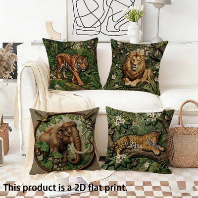1/4Pcs Exotic Animal Patterned Pillowcases For Home Decor Sofa Bed Cushion Cover Home Bedroom Decoration, 2D Flat Printing