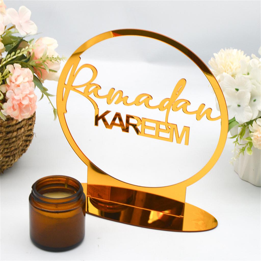 Acrylic Eid Table Ornament Unique Hollowed Out Moon/Sun Shaped Desktop Decoration Festive Home Party Ramadan Decor