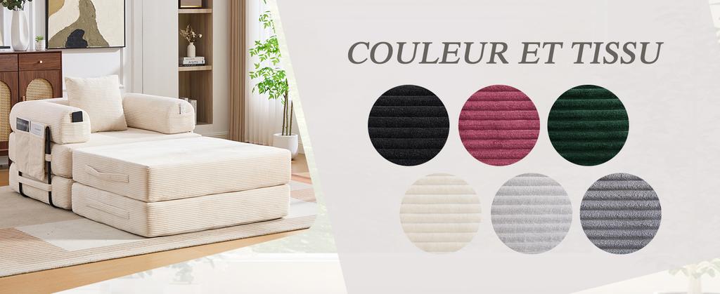 Corduroy Compression Chair with Stool, Sturdy Metal Frame – Ergonomic Design + Thick Padding for Comfort. Incl. Side Pocket & Cushion, Combinable