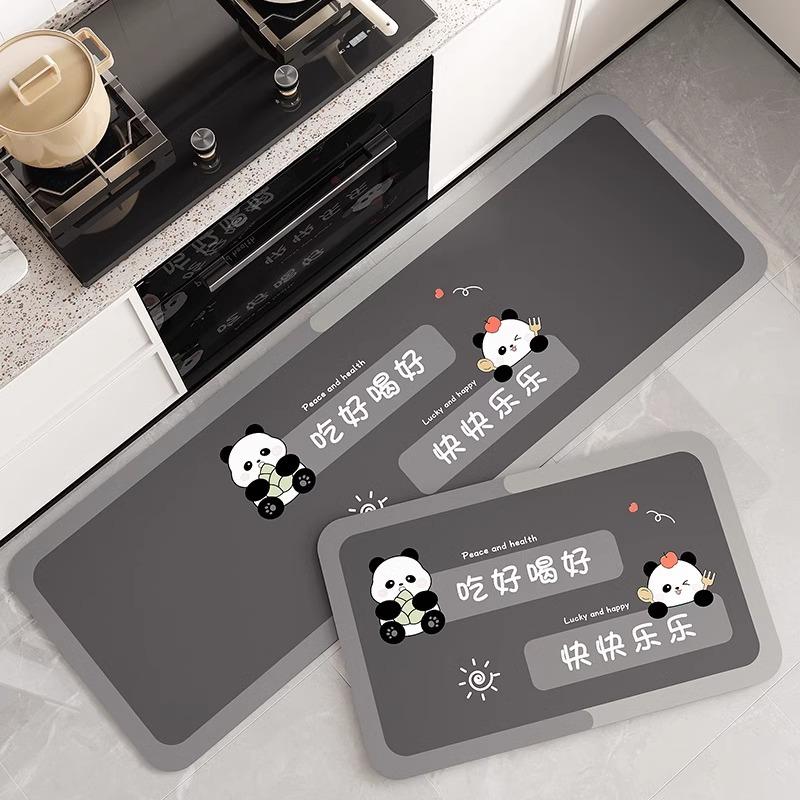Cartoon Wind Soft Diatom Mud Floor Mat Kitchen Floor Mat Household Can Be Cut Non-slip, Water Absorption and Oil Absorption, Dirt-resistant and Wear-r