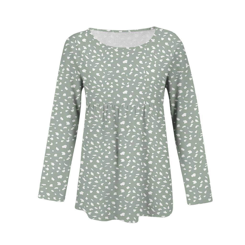Damen Casual Mode Locker Rundhals Blumenmuster Langarm Oberteil