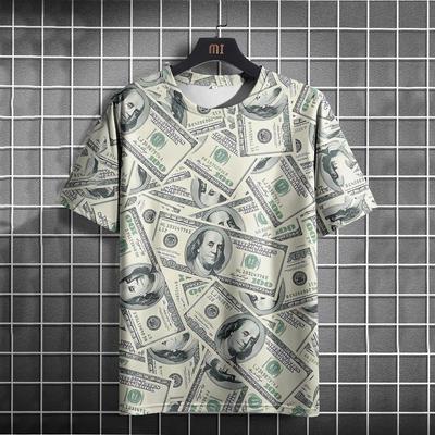 Funny Men's T Shirt Us Dollar Design Print Summer Casual Short Sleeve O-Nek Pullover Fashion Street T-Shirts Oversized Clothing