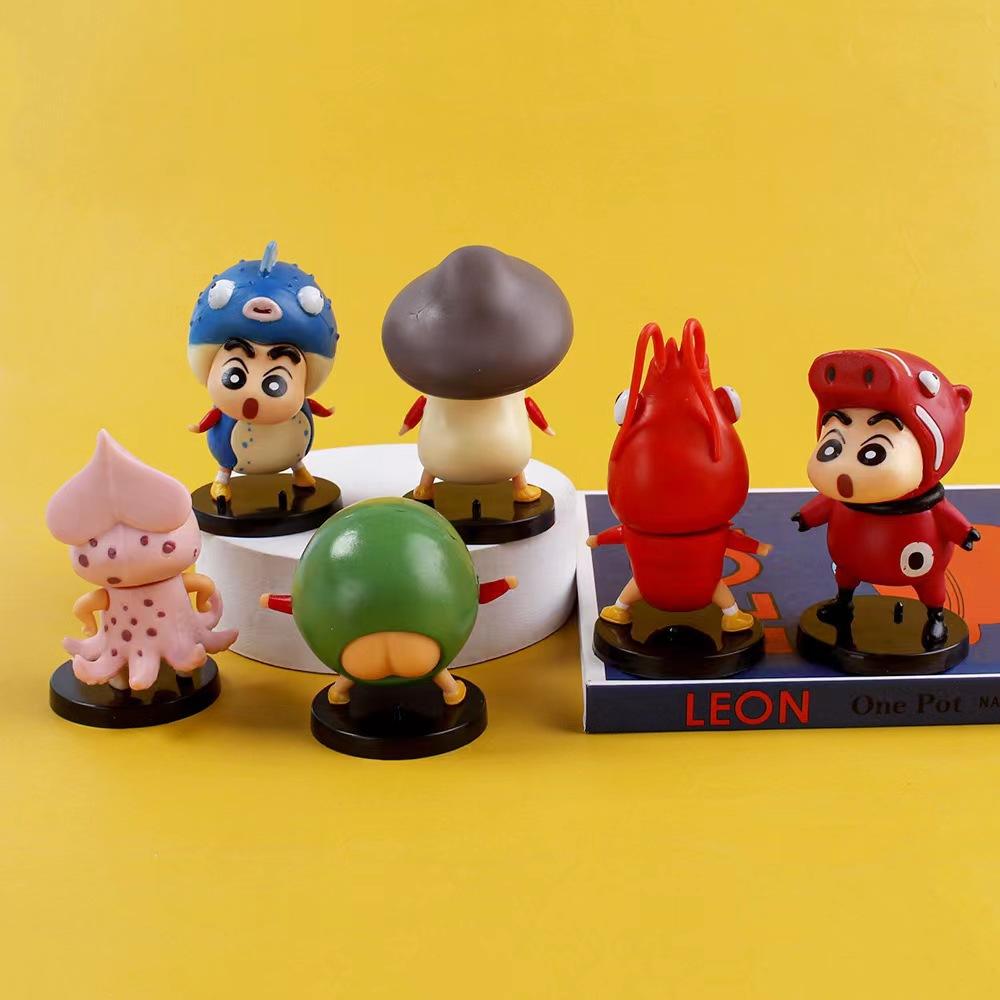 Pvc Solid Crayon Shinchan 6 Pcs Mini Anime Model Cake Decoration Car Cute Doll
