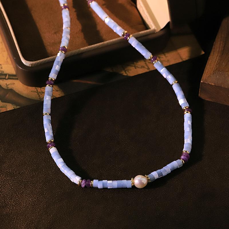 Natural Pearl Shell Amethyst Necklace New Handmade Emotional Accessory Necklace Banquet Gift Women s Jewelry GN0872