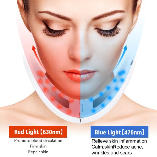 Yousheng 1 Set Face Slimming Device Skin Firming Reduce Double Chin Micro Current Red Blue Light Face-lifting V Face Massager Female Supply
