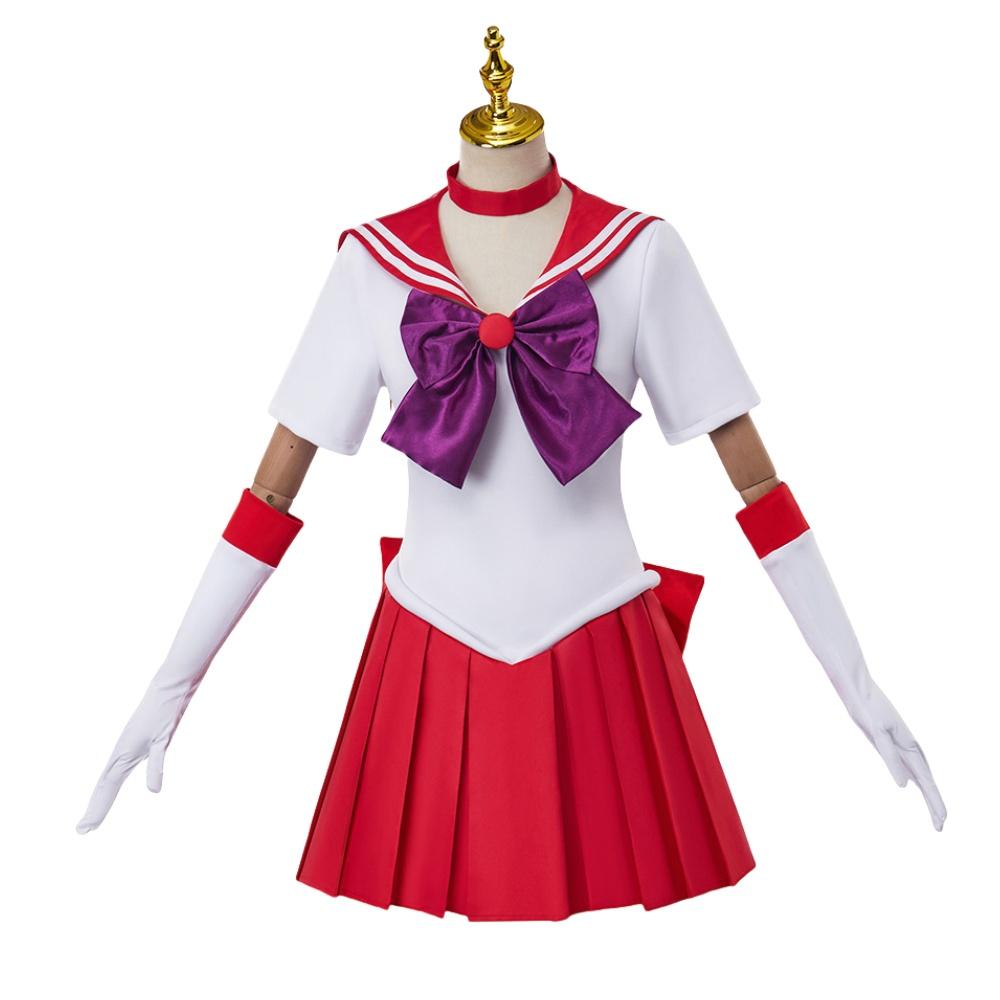 Hino Rei Sailor Mars Costume Cosplay pentru femei Halloween Personaje din desene animate Rochie Costum Fusta cu maneca scurta GW199