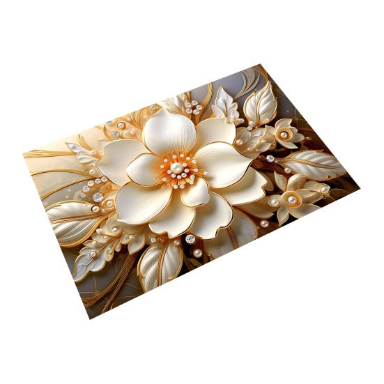 Floor Mat 3D Flower Pattern Non-Slip Rubber Backing Absorbent Quick-Drying Rug Bathroom Kitchen Laundry