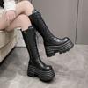 Fashion 10CM New Women's Roman Long Boots Autumn Winter Knee-high Leather Punk Shoes Chunky Platform Casual Knight Boots Botas Mujer