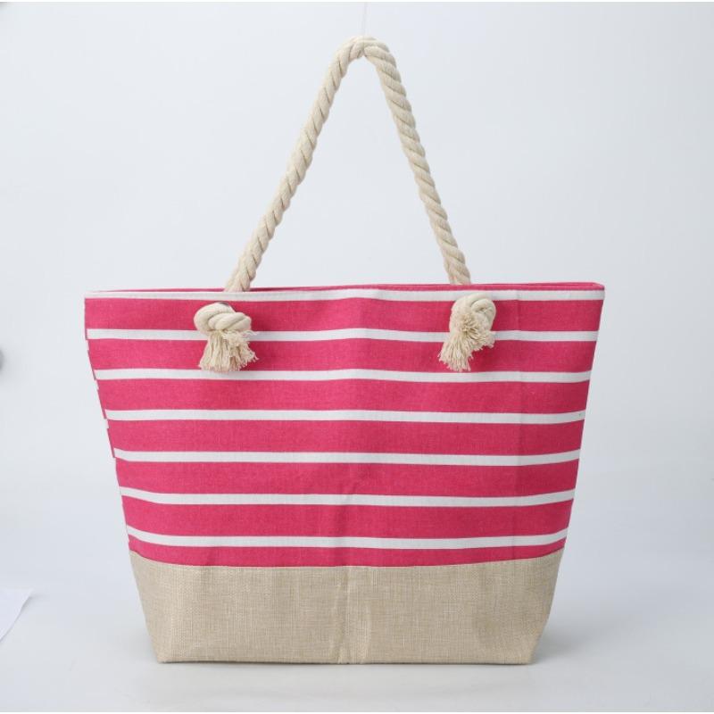 New beach bag striped, casual bag underarm bag women's shoulder bag women's canvas bag