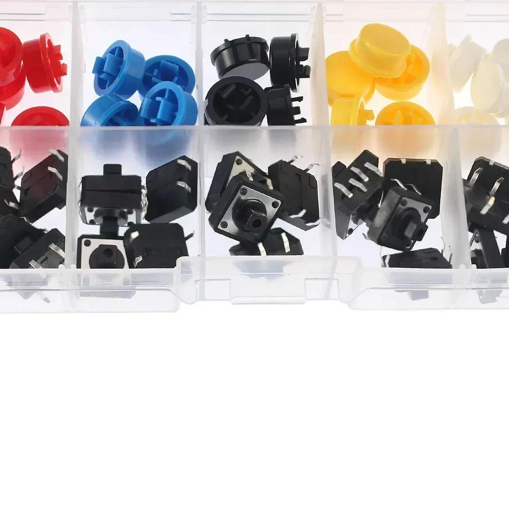 25/200/250PCS Switch Kit Micro Switch Push Button Switches DIY Assortment Kit 6x6mm 12x12mm 12x12x7.3mm