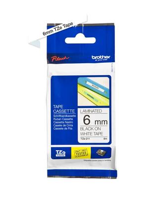 Brother Tape Black On White 6Mm, Tze-211