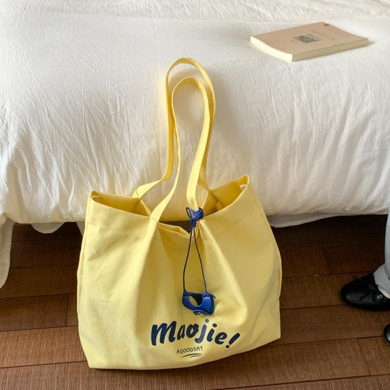 Foreign Trade Original Canvas Bag Female Large Capacity Versatile Simple Single Shoulder Shopping Bag College Student Tote Bag