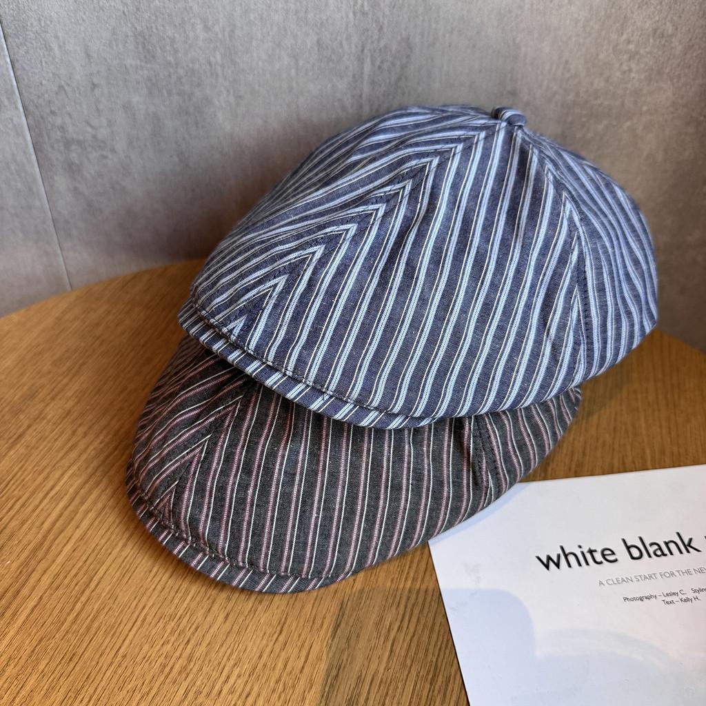 Minimally Striped Women Breathable Cotton Beret For Autumn And Use Winter