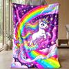 Rainbow Unicorn Girl Theme blanket Lightweight Warm Flannel Blanket Decorative Throw Blanket for Home Decoration