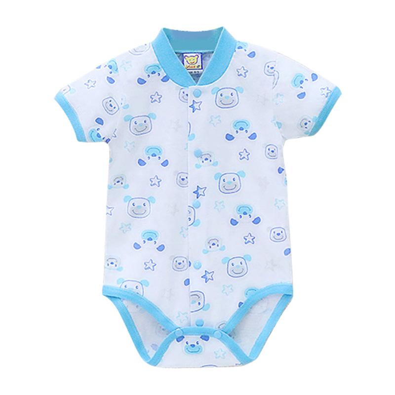 Baby 100% Cotton Short Sleeve Romper Boys And Girls Summer Printing O Neck Snap Button Newborn Clothing