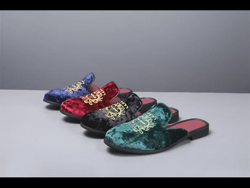 Men's Embroidered Slip-On Loafers: Summer Breathable Round-Toe Casual Shoes