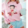 Classic Red Dress Betty Boop Theme Series Printed TShirt Betty Boop Collector Casual Daily Outfit Retro Style Women Cotton Tops