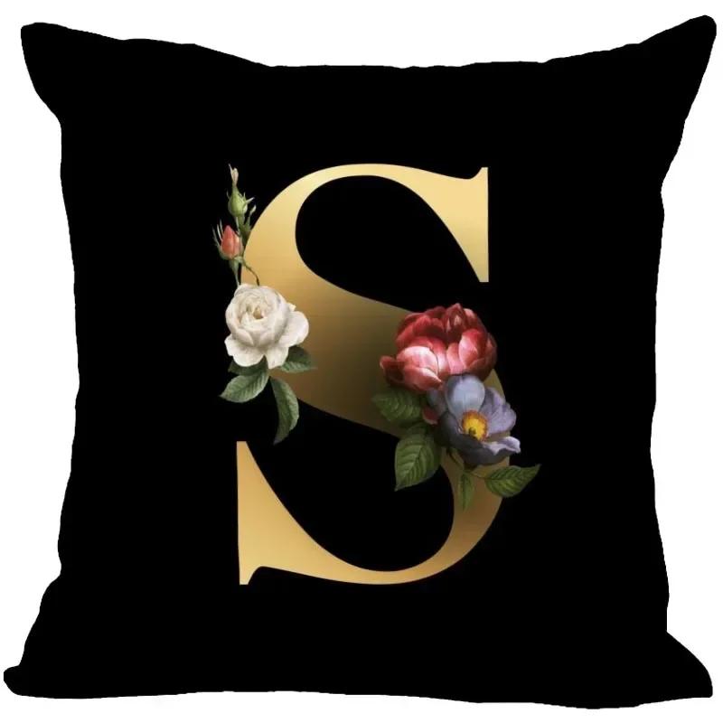 

Brand New Floral Alphabet Home Decor Satin Pillowcase Invisible Zipper Throw 12x12Inch