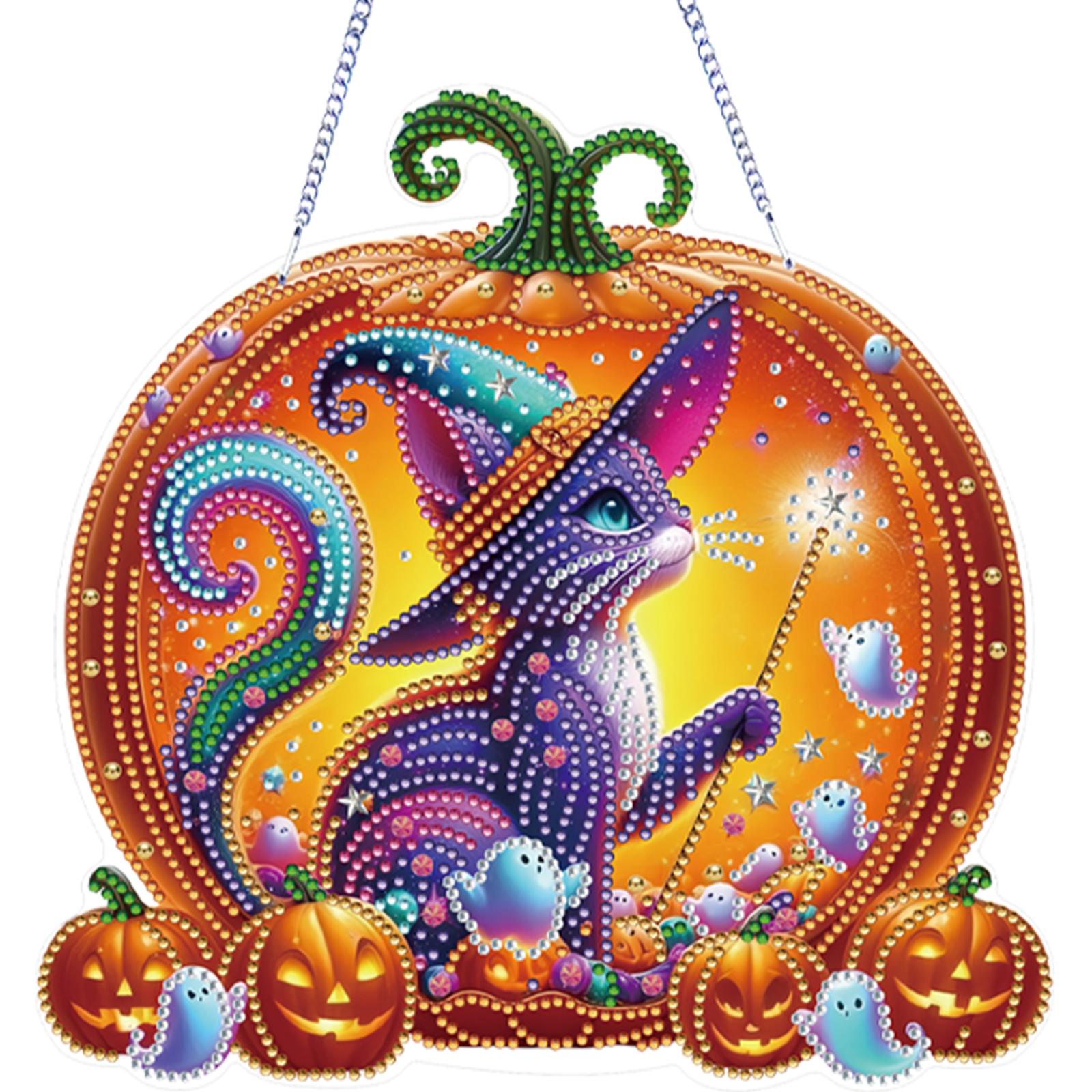 

Acrylic Special Shape Pumpkin Cat Rhinestone Diamond Art Pendants DIY Diamond Art Pendant Kit Diamond Painting Hanging Pendant