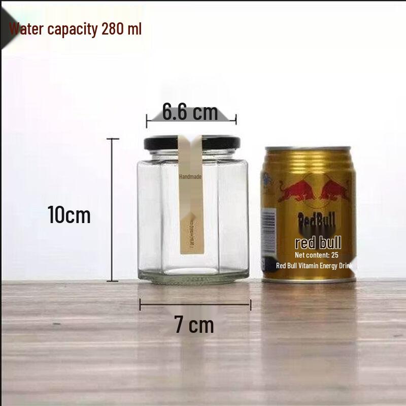 ZISIZ Hexagonal Food-Grade Glass Jar with Lid