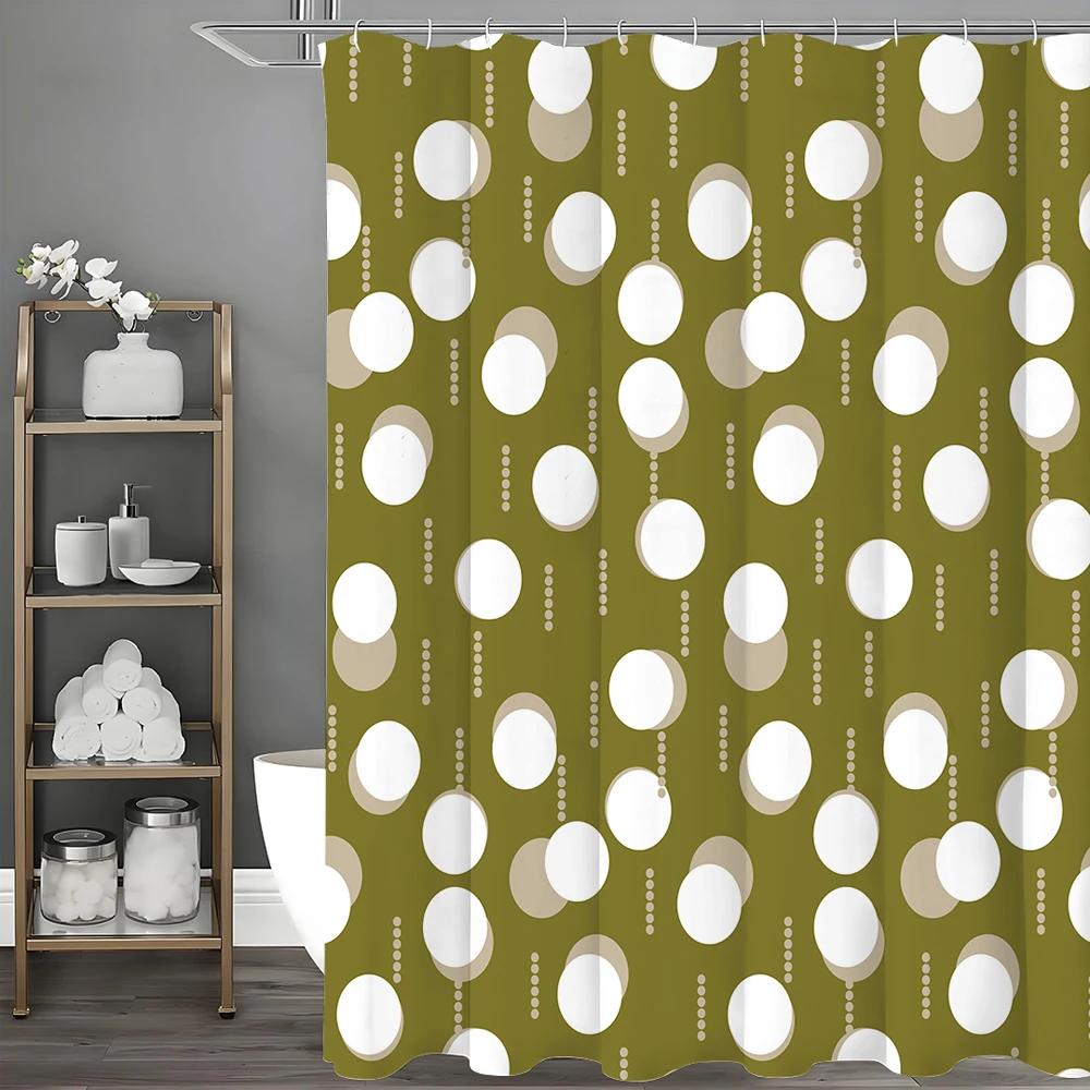 

Creative Geometric White Circle Shower Curtain, Bathroom Decorative Shower Curtain, Waterproof Shower Curtain With Hooks W60H190(CM)-1 Pcs