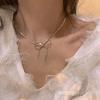 Stylish Sweet Butterfly Bow Titanium Steel Snake Necklace Perfect For Womens Fashion