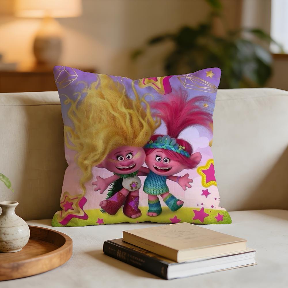 TTrollsS Cartoon Cushion Cover Short Plush Pillowcase for Bed Sofa Carwashable