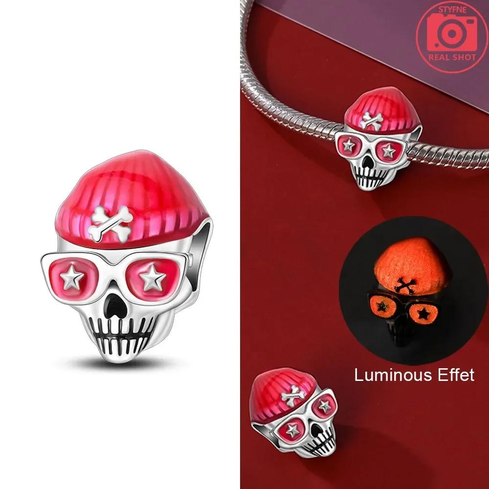 Halloween Skull Beads Silver Colors Charm Beads Fit Original Charms Bracelet Beads for Women Jewelry Making Gifts