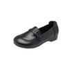 Middle-aged and Old Deep-mouth Retro Single Shoes Women's Autumn New Leather Flat-heeled Soft-soled One-pedal Round-head Mother Shoes