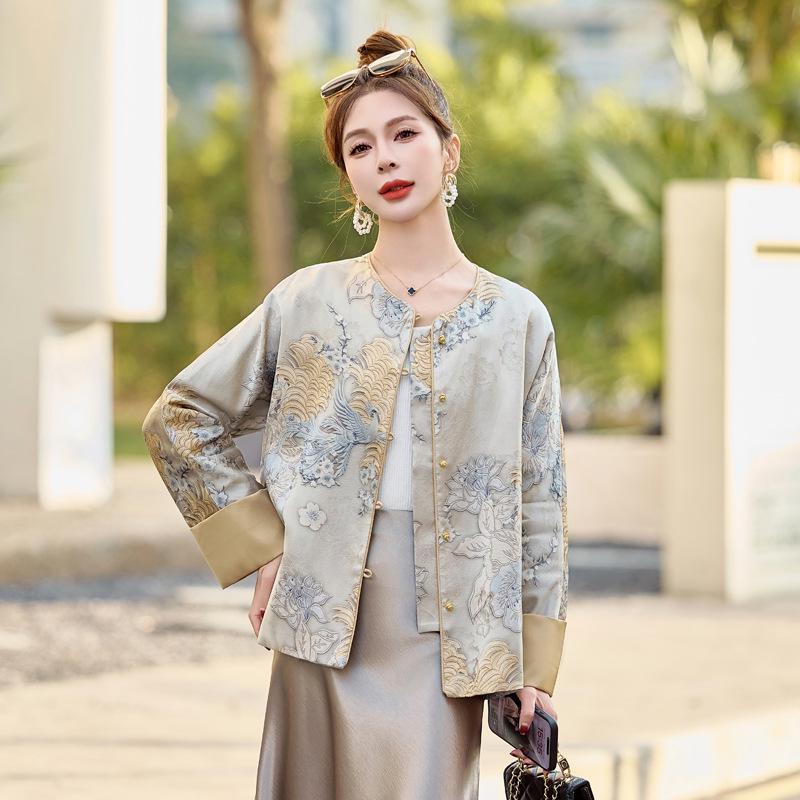 Spring 2025 Women's Retro Round Neck Short Jacket